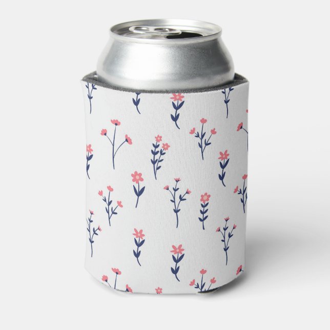 Moody Dark Victorian Botanical Floral Pattern Can Cooler (Can Back)