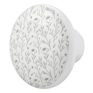 Moody Dark Victorian Botanical Floral Pattern Ceramic Knob