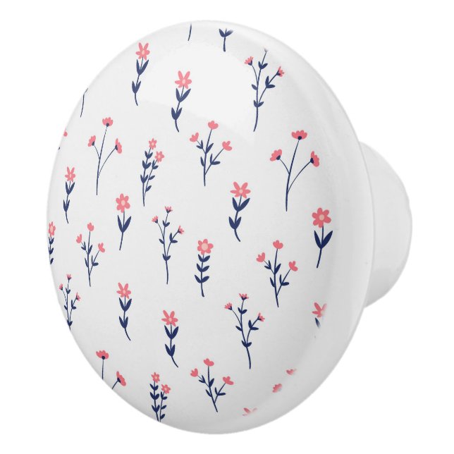 Moody Dark Victorian Botanical Floral Pattern Ceramic Knob (Right)