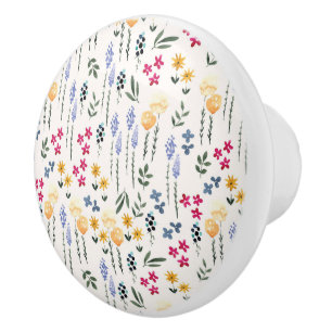 Moody Dark Victorian Botanical Floral Pattern Ceramic Knob