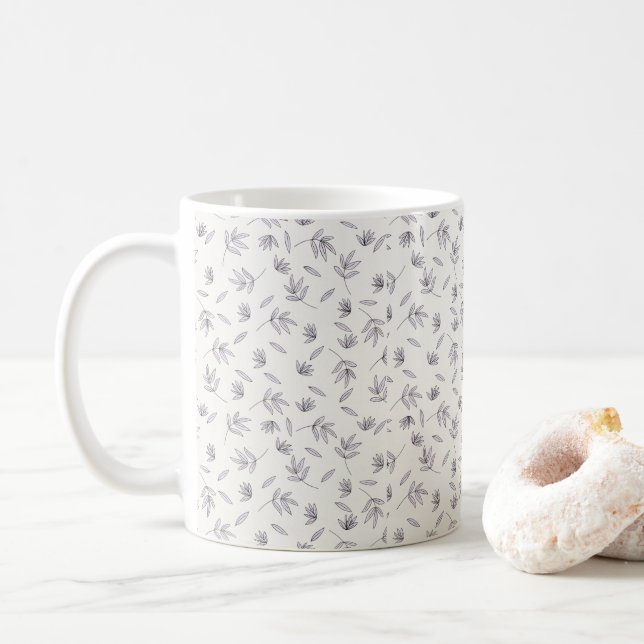 Moody Dark Victorian Botanical Floral Pattern Coffee Mug (With Donut)