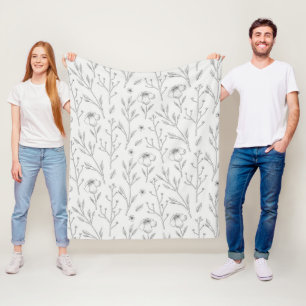 Moody Dark Victorian Botanical Floral Pattern Fleece Blanket