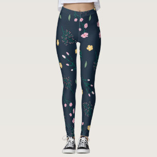 Moody Dark Victorian Botanical Floral Pattern Leggings