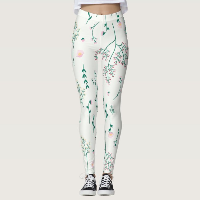 Moody Dark Victorian Botanical Floral Pattern Leggings (Front)