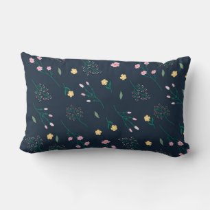 Moody Dark Victorian Botanical Floral Pattern Lumbar Pillow