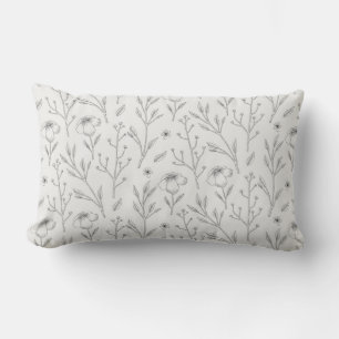 Moody Dark Victorian Botanical Floral Pattern Lumbar Pillow