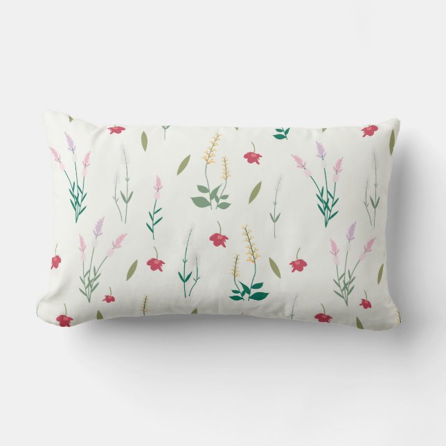 Moody Dark Victorian Botanical Floral Pattern Lumbar Pillow (Front)