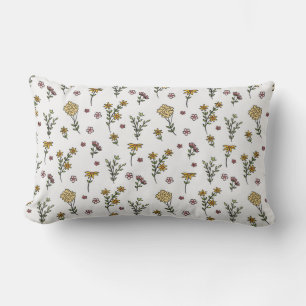 Moody Dark Victorian Botanical Floral Pattern Lumbar Pillow