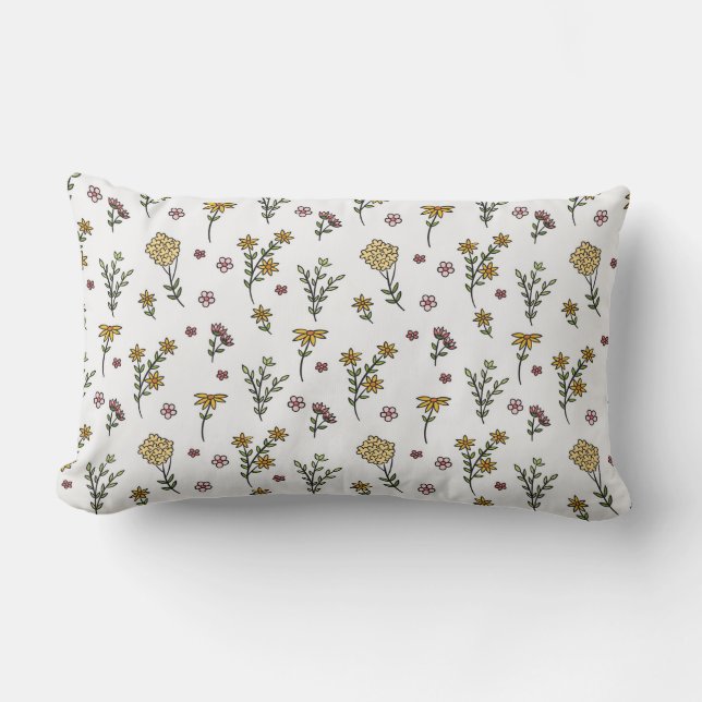 Moody Dark Victorian Botanical Floral Pattern Lumbar Pillow (Front)