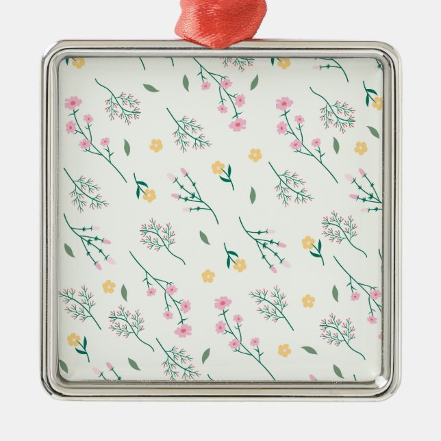 Moody Dark Victorian Botanical Floral Pattern Metal Ornament (Front)