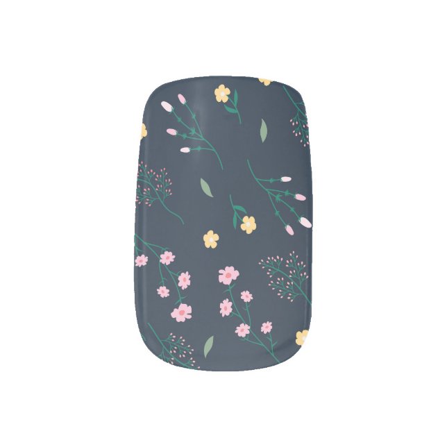 Moody Dark Victorian Botanical Floral Pattern Minx Nail Art (Left Thumb)
