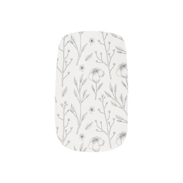 Moody Dark Victorian Botanical Floral Pattern Minx Nail Art (Left Thumb)