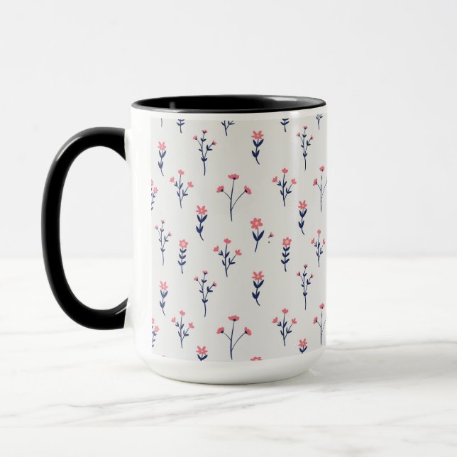 Moody Dark Victorian Botanical Floral Pattern Mug (Left)
