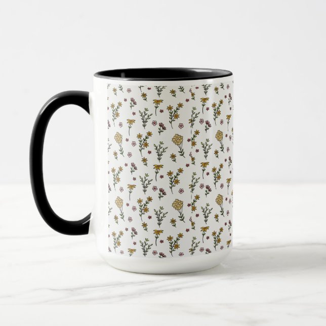 Moody Dark Victorian Botanical Floral Pattern Mug (Left)