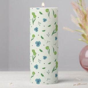Moody Dark Victorian Botanical Floral Pattern Pillar Candle
