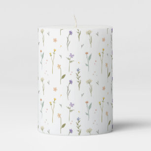 Moody Dark Victorian Botanical Floral Pattern Pillar Candle