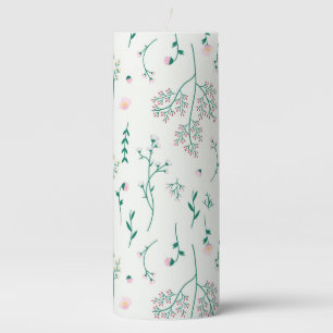 Moody Dark Victorian Botanical Floral Pattern Pillar Candle