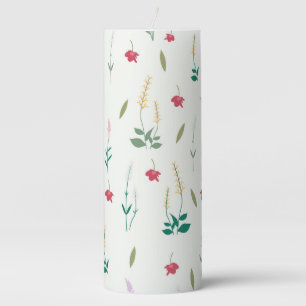 Moody Dark Victorian Botanical Floral Pattern Pillar Candle