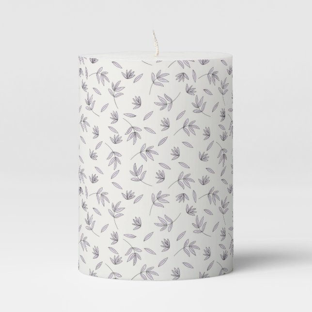 Moody Dark Victorian Botanical Floral Pattern Pillar Candle (Front)