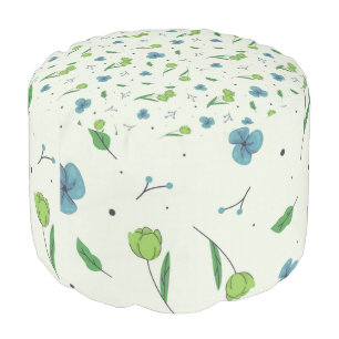 Moody Dark Victorian Botanical Floral Pattern Pouf