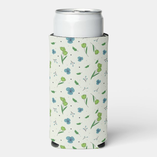 Moody Dark Victorian Botanical Floral Pattern Seltzer Can Cooler (Seltzer Front)