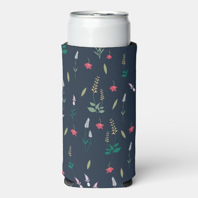 Moody Dark Victorian Botanical Floral Pattern Seltzer Can Cooler (Seltzer Front)
