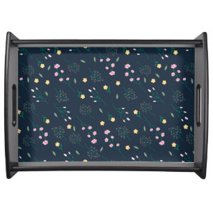 Moody Dark Victorian Botanical Floral Pattern Serving Tray