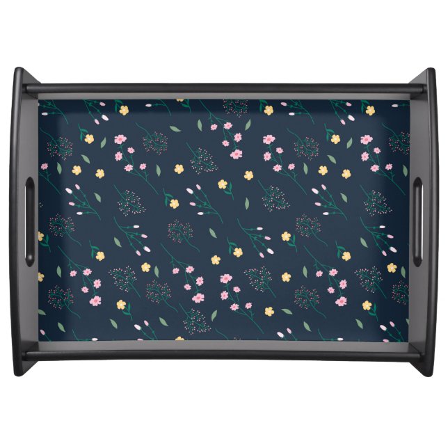 Moody Dark Victorian Botanical Floral Pattern Serving Tray (Front)