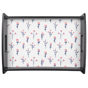 Moody Dark Victorian Botanical Floral Pattern Serving Tray