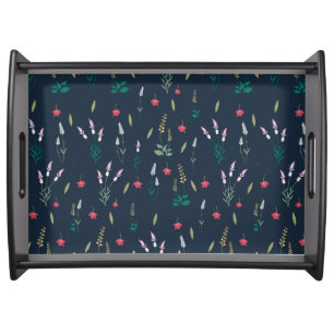 Moody Dark Victorian Botanical Floral Pattern Serving Tray