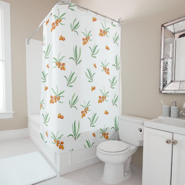 Moody Dark Victorian Botanical Floral Pattern Shower Curtain (In Situ)