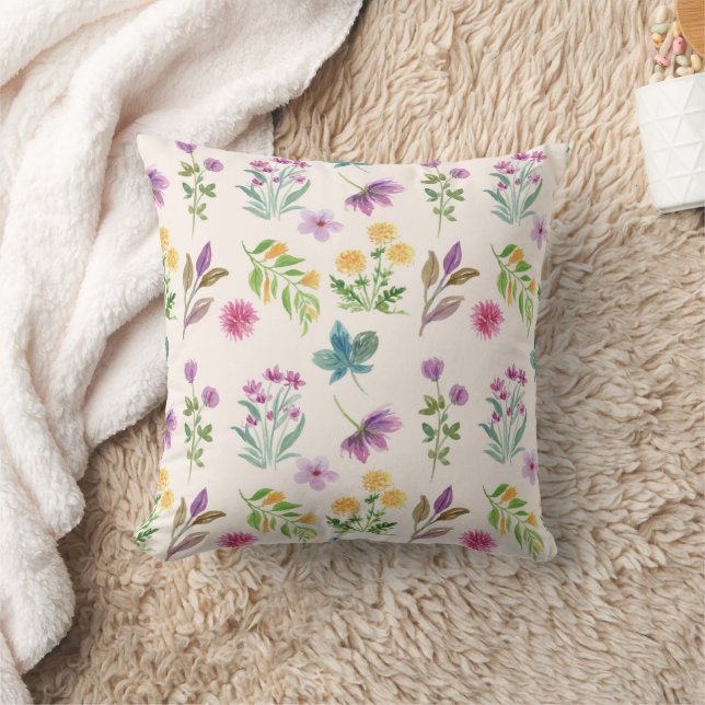 Moody Dark Victorian Botanical Floral Pattern Throw Pillow (Blanket)
