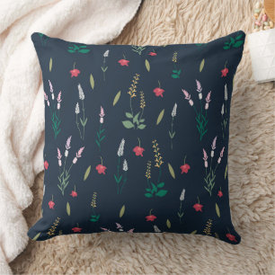Moody Dark Victorian Botanical Floral Pattern Throw Pillow