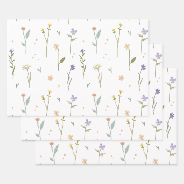 Moody Dark Victorian Botanical Floral Pattern Wrapping Paper Sheets (Set)