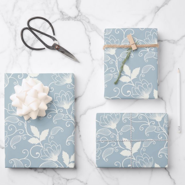 Moody Dark Victorian Botanical Floral Pattern Wrapping Paper Sheets (Front)