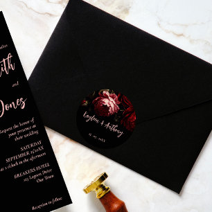 Moody dark vintage flowers wedding classic round sticker