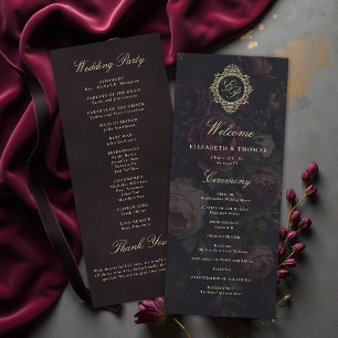 Moody Dark Vintage Victorian Crest Peony Wedding