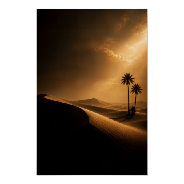 Moody Desert Dunes & Palms Poster (Front)