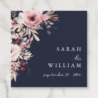 Moody Dusty Pink Floral Wedding Thank You Favor Tags