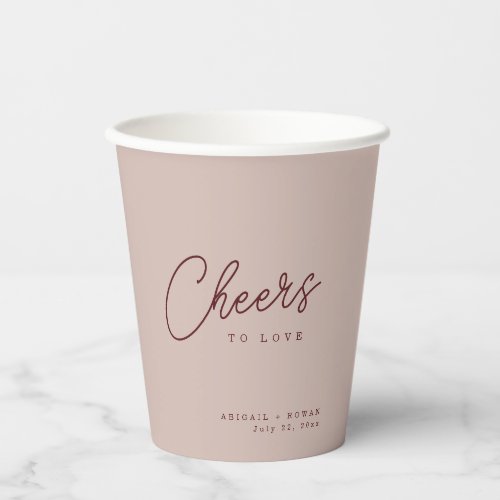 Moody Dusty Rose Cheers to Love Paper Cups