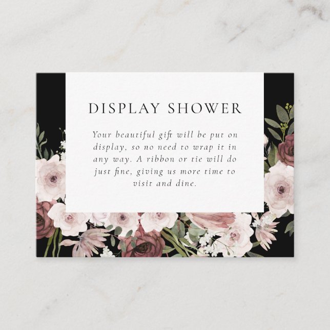 Moody Dusty Rose Floral Bridal Shower Enclosure Card (Front)