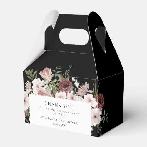 Moody Dusty Rose Floral Bridal Shower Favor Boxes