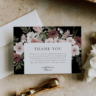 Moody Dusty Rose Floral Bridal Shower Thank You Card