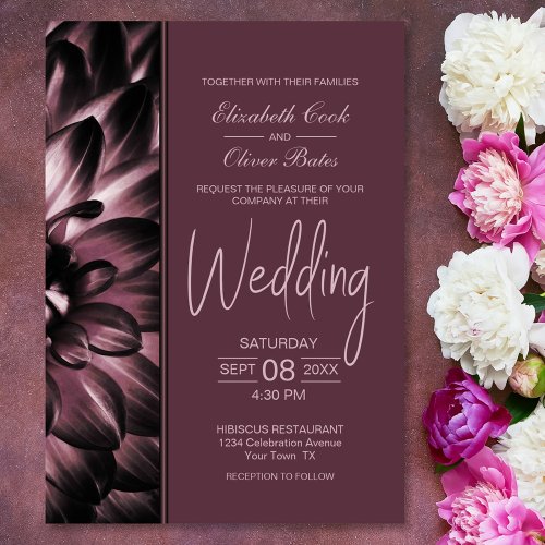 Moody Dusty Rose Floral Wedding Invitation