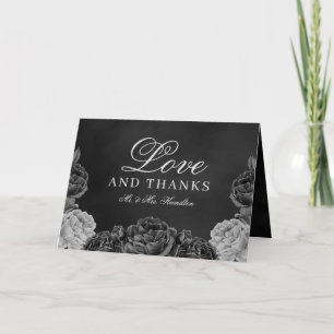 Moody Elegance Gothic Floral Watercolor Wedding Th Thank You Card