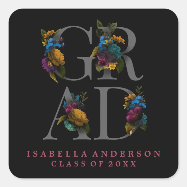 MOODY ELEGANT FLORAL GRADUATION STICKER (Front)