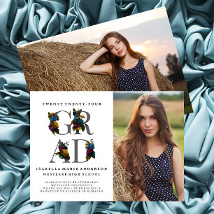 MOODY ELEGANT FLORAL PHOTO GRADUATION ANNOUNCEMENT