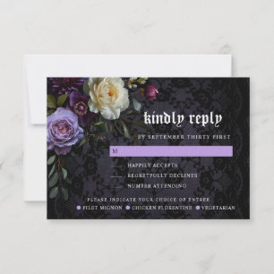 Moody Elegant Purple Gothic Garden    Meal Options RSVP Card