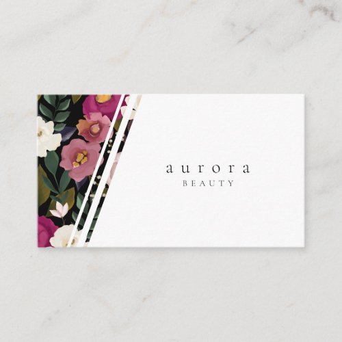 Moody  Elegant Watercolor Floral Arrangement Business Card