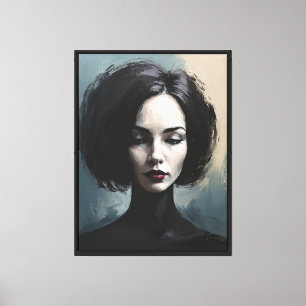 Moody Elegant Woman Portrait Art Canvas Print